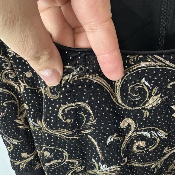 Alex Evenings 18W Empire Waist Sheath Dress Sparkle Black Gold Silver READ - Picture 3 of 12